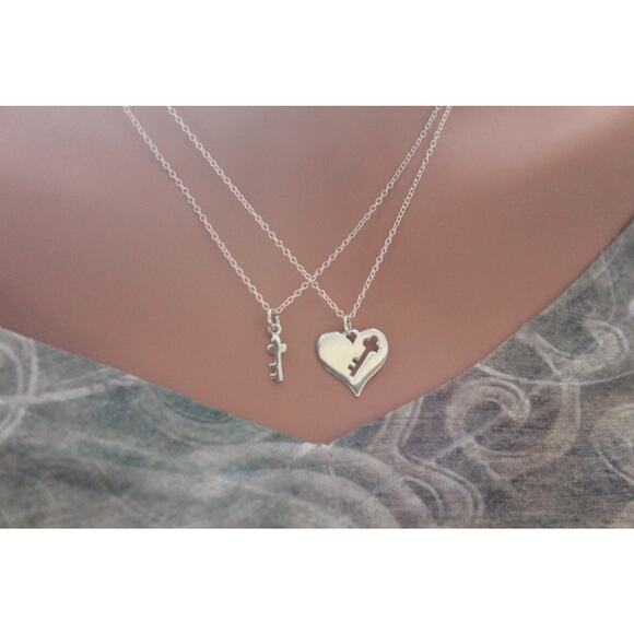 Sterling Silver Mother Daughter Key Necklaces - Picture 3 of 3
